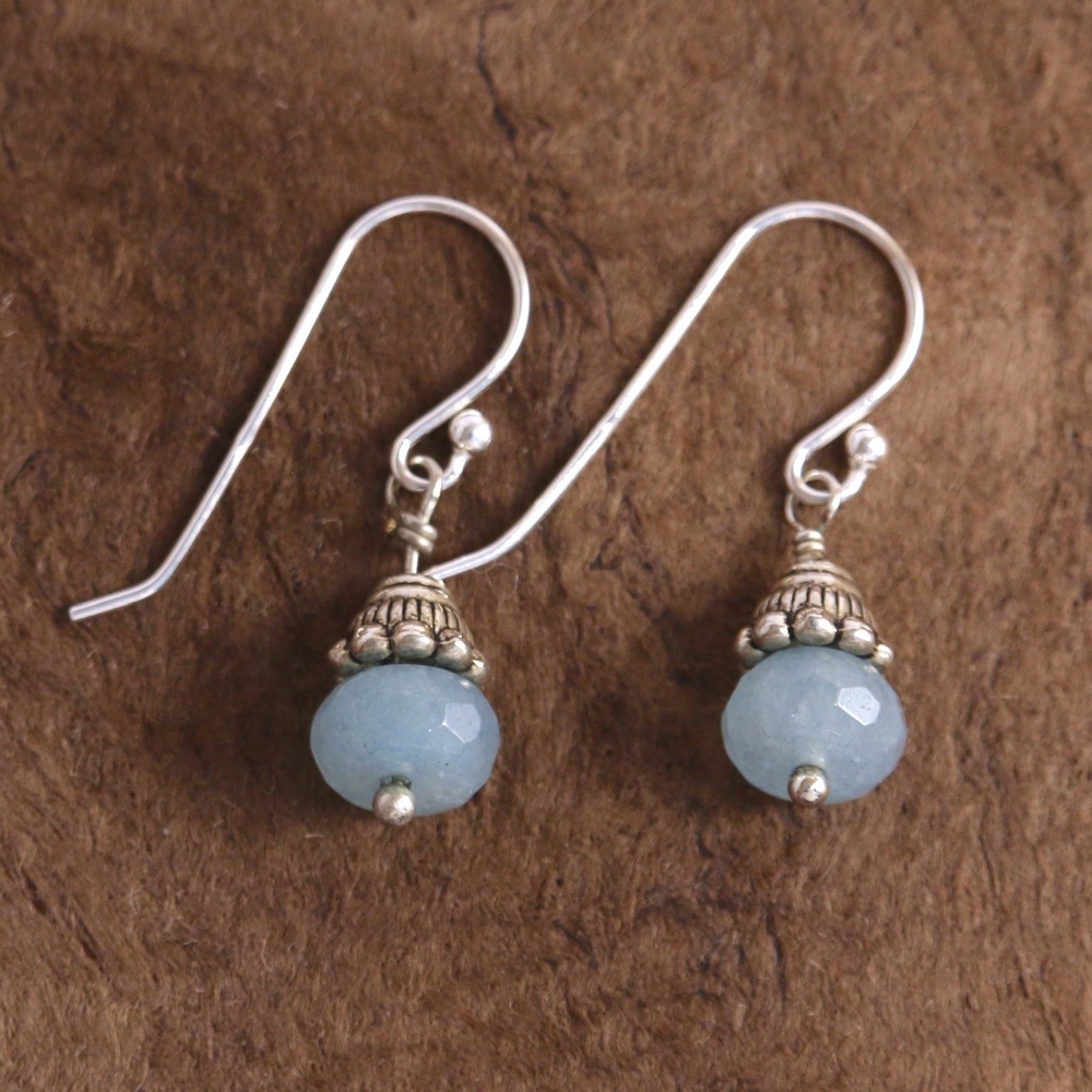 *Bali Blue Aqua Gemstone Earrings - Picture 1 of 6
